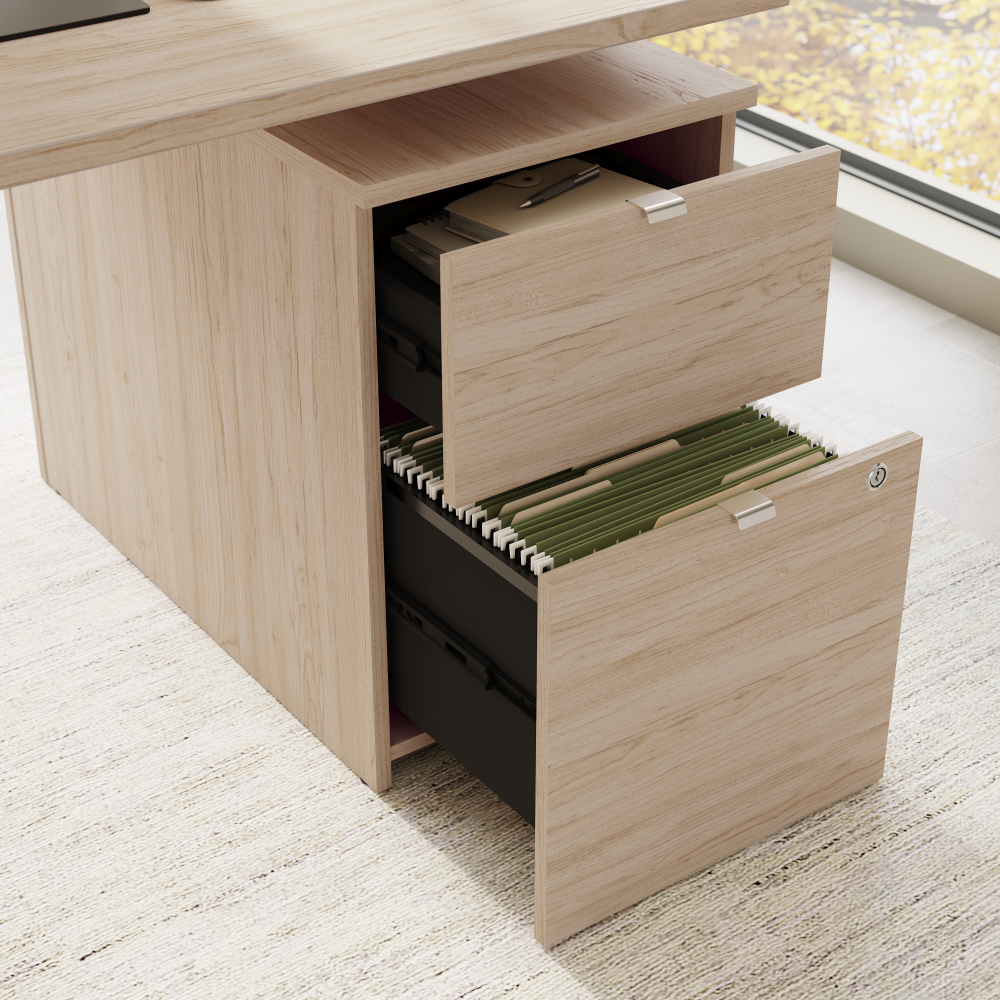 Stratus 72W x 78D Height Adjustable L Shaped Standing Desk with Drawers